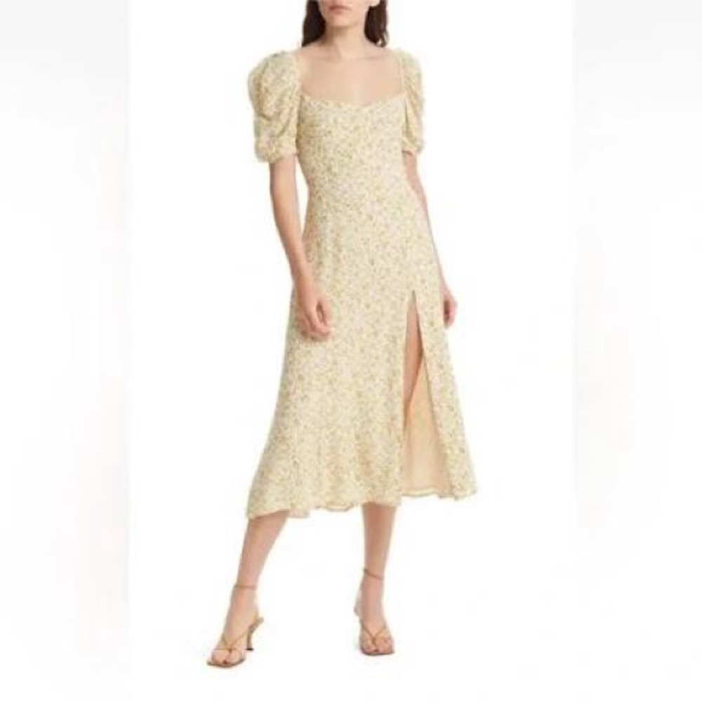 Reformation Bandit Floral Midi Dress Lima print yellow size 4